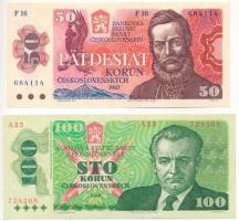 Csehszlovákia 1987. 50K + 1989. 100K T:UNC Czechoslovakia 1987. 50 Korun + 1989. 100 Korun C:UNC