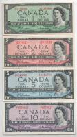 Kanada 1954. 1$-10$ (4xklf) átalakított haj. Szign: Beattie -Rasminsky T:F egyiken ragasztás Canada 1954. 1 Dollar - 10 Dollars (4xdiff), modified hair style. Sign: Beattie -Rasminsky C:F one with small tape