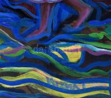 Kozma István (1937-2020): Társaság (cím nélkül). Olaj, vászon, jelezve jobbra lent, 60×80 cm. Fakere...