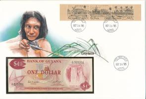 Guyana 1983. 1$ felbélyegzett borítékban, bélyegzéssel T:UNC Guyana 1983. 1 Dollar in envelope with stamp and cancellation C:UNC