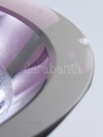 cca 1910/30 Moser Karlsbad ametisztszínű talpas váza, oldalán savmaratott és políraranyozott, kentau...