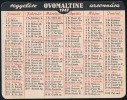 1947 Ovomaltine kártyanaptár 12x9 cm