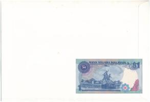 Malajzia 1981-1983. 1R felbélyegzett borítékban, bélyegzéssel T:UNC Malaysia 1981-1983. 1 Ringgit in...