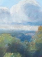 Poll Hugó (1867-1931): Napfényes táj. Pasztell, papír, jelezve balra lent. Dekoratív, üvegezett, kis...