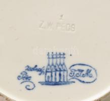 1886 körül, Zsolnay bambuszmintás tányér. Magastüzű mázakkal fedett, formába korongozott finomfajans...