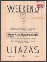 1933 Weekend és utazás c. turisztikai magazin V. évf. 9. száma. benne Balaton és Aquincum témájú cikkekkel