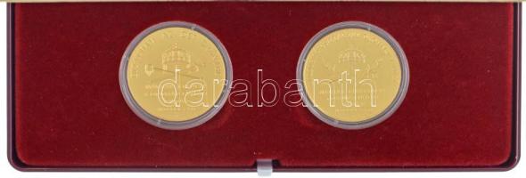 1867. "Ferenc József és Erzsébet királyné koronázási emlékérem" 2xklf aranyozott Cu-Ni U.P...