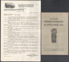 1913 A Nagykőrösi Vadásztársaság alapszabályai 14p. + vadászati útmutató évkönyv reklám nyomtatvány