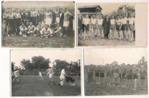 4 db RÉGI focicsapat, labdarúgócsapat képeslap, fotólap. Közte Budagyöngye Sport Club és Debrecen / 4 pre-1945 sport football postcards, photo