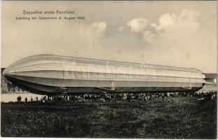 Zeppelins erste Fernfahrt. Landung bei Oppenheim 4. August 1908 / Zeppelin airship&#039;s first long-distance journey (fl)