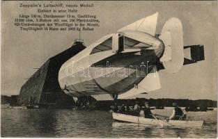 Zeppelin&#039;s Luftschiff, neues Modell. Einfahrt in seine Halle / Zeppelin airship, new model (EK)