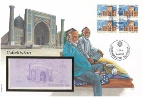 Üzbegisztán 1992. 5S felbélyegzett borítékban, bélyegzéssel T:UNC Uzbekistan 1992. 5 So'm in envelope with stamp and cancellation C:UNC