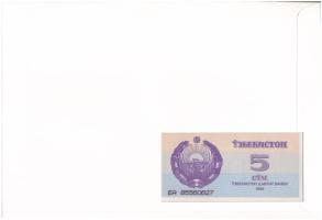Üzbegisztán 1992. 5S felbélyegzett borítékban, bélyegzéssel T:UNC Uzbekistan 1992. 5 So'm in en...