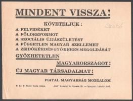 ca 1935 3 db Revíziós nyomtatvány. Szekszárdi zászlóavatás meghívó füzet, Fiatal magyarság - mindent...