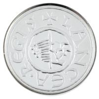 DN A magyar címer kialakulásának történelme pénzérméken - Lancea Regis ezüstdenár ezüstözött fém emlékérem kapszulában, tanúsítvánnyal (20mm) T:PP patina
