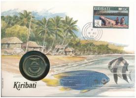 Kiribati 1989. 2$ "A függetlenség 10. évfordulója" forgalmi emlékérme felbélyegzett borítékban, bélyegzéssel, német nyelvű tájékoztatóval T:AU Kiribati 1989. 2 Dollars "10th Anniversary of Independence" circulating commemorative coin in envelope with stamp, cancellation and a prospectus in german C:AU