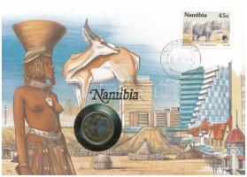 Namíbia 1993. 1D felbélyegzett borítékban, bélyegzéssel, német nyelvű leírással T:UNC Namibia 1993. 1 Dollar in envelope with stamp and cancellation, with German description C:UNC