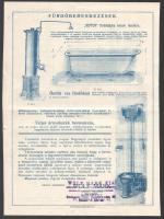 cca 1910 Wolf Márk fürdőberendezések, szaniterek képes reklám nyomtatvány 2x2p
