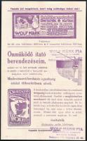 cca 1923 Wolf Márk fürdőberendezések, wc-k, szaniterek képes reklám nyomtatvány 4p.