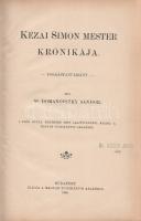 Domanovszky Sándor: Kézai Simon mester Krónikája. Forrástanulmány. A Flór Gyula emlékére tett alapítványból kiadja a Magyar Tudományos Akadémia. Budapest, 1906. Magyar Tudományos Akadémia (Athenaeum rt. ny.) 180 p. Egyetlen kiadás. Filológiai tanulmány a középkori magyar történelem egy fontos forrásművéről, az 1282 körül keletkezett, Kézai Simonnak tulajdonított latin nyelvű krónikáról, mely egyéb források mellett megőrizte a korábban készült úgynevezett hun krónikát. Poss.: Dr. Hárich János. [Hárich János (1904-?) történetíró, az Esterházy hercegi uradalom levéltárosa volt. Az 1944-ben a Nemzeti Múzeumból elszállított Esterházy-kincsek ügyében 1949-ben letartóztatták.] Pamlényi 173. old. Korabeli, aranyozott gerincű egészvászon kötésben, jó példány.