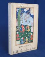 Homér Lajos: Keleti miniaturák. (Dedikált.) Budapest, [1943]. Officina (ny.) 46 + [2] p. + 20 t. (ebből 4 színes, 16 kétoldalas). Első kiadás. Dedikált: ,,Közös munkánk emlékéül régi barátsággal. 956. október 2. Homér Lajos.'' Homér Lajos rajztanár, művészettörténész, a Hopp Ferenc Kelet-Ázsiai Múzeum munkatársának kismonográfiája a figuratív iszlám és indiai táblafestészetről. A szerző rögtön műve elején tisztázza a félreértést: az iszlám egyes ágai - különösen a Perzsiában honosak - egyáltalán nem vetették el az emberábrázolást, miként az a munka illusztrációs anyagában is tanulmányozható. (Ars Mundi VII.) Aranyozott gerincű kiadói félvászon kötésben, eredeti, színes, illusztrált védőborítóban. Szép példány.