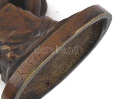 Kisfaludy Strobl Zsigmond (1884-1975): Női akt lepellel. Öntött bronz, jelzett, m: 15 cm