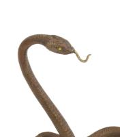 Kobra figurális zsebóra tartó. Réz, sorszámozott, m: 13 cm