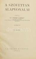 Vereby Károly: A szövettan alapvonalai. [Bp.], 1944, Szukits, XI+436 p.+1 t. Átkötött félvászon-kötés, kissé kopott borítóval, két hiányzó táblával, a 385-400. oldalak között gépelt oldalakkal pótolt, benne ceruzás aláhúzásokkal és bejegyzésekkel.