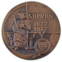 1977. &quot;VI. Országos Diáknapok Sopron 1977 / Sopron 1277-1977&quot; kétoldalas, öntött bronz plakett, jelzetlen Renner Kálmán(?) (88mm) T:AU