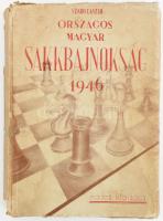 Szabó László: Országos magyar sakkbajnokság 1946. Szerk. és a játszmákat elemezte: - -. [Bp., 1947.], MADOSZ,(Kecskemét, Első Kecskeméti Hírlapkiadó-ny.), 190+1 p. Kiadói papírkötés, kiadói papír védőborítóban, sérült, foltos borítóval, foltos lapokkal.