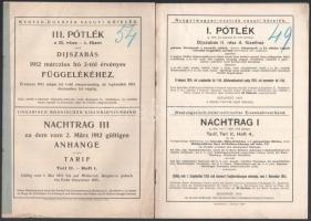 1912-1915 4 db vasúti menetrend pótlék