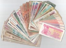 Vegyes 37db-os papírpénz tétel, nagyrészt európai és ázsiai országok bankjegyei T:F Mixed 37pcs of paper money lot, mainly European and Asian banknotes C:F