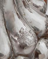 Ezüst (Ag) teaszervírozó szett. Teáskanna, cukortartó, kancsó. Kerek talpon bordázott test, fedeleke...