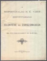 1912 A Szepesváraljai H. É. Vasút Résvénytársaság jelentése és zárszámadása 1911. évi december hó 31-ével