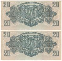 1944. 20P "A Vöröshadsereg Parancsnoksága" (2x) sorszámkövetők "AB 486329 - AB 486330...