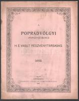 1903 A Poprádvölgyi (Poprád-Késmérki) H. É. Vasút Részvénytársaság XIV. évi jelentése és zárszámadása az 1902-iki üzletévről