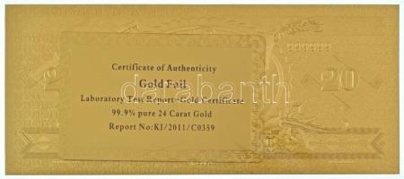 1947. 20Ft aranyozott bankjegy replika, tanúsítvánnyal T:UNC