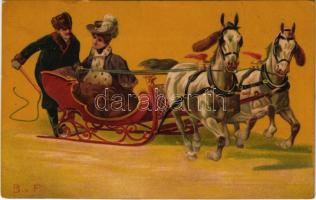 Lovasszán / Horse sleigh. litho (EK)