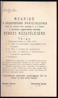 1911 Meghívó a Gyulafehérvári Ipartestületnek rendes közgyűlésére, 25p