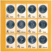 Szomália 2000. 10Sh acél "A kínai horoszkóp 12 jegye" (12xklf) dísztokos szettben T:BU 
S...