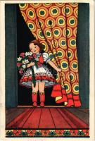 Magyar folklór művészlap / Hungarian folklore art postcard s: Szilágyi G. Ilona (EK)