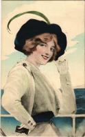 1916 Lady art postcard (EK)