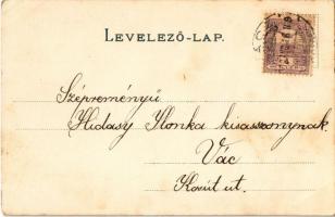 1900 Lady art postcard. Klein V. Budapest Art Nouveau, floral (fl)