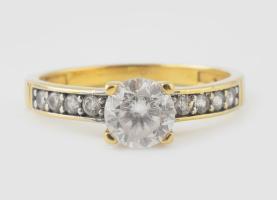 Arany (Au) 14K sokköves gyűrű, jelzett, méret: 54, bruttó: 3,6 g