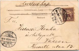 1901 Lady art postcard, still life. Art Nouveau, litho (vágott / cut)