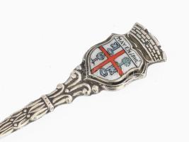 Ezüst(Ag) "MAYEN/RHL" zománcozott címeres díszkanál, jelzett, h: 10,4 cm, bruttó: 9,6 g