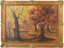 Ehrlich R jelzéssel: Őszi erdő. Olaj, vászon, sérült. Dekoratív, sérült fakeretben. 50x70 cm