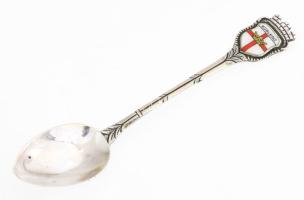 Ezüst(Ag) "KOBLENZ" zománcozott címeres díszkanál, jelzett, h: 10,3 cm, bruttó: 8,8 g