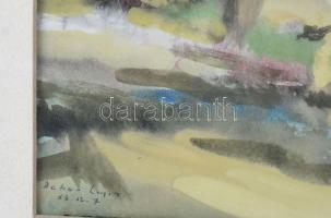 Dobos Lajos (1921-2012): Erdőbelső. Akvarell, papír, jelzett. Üvegezett fakeretben. Paszpartu széle ...