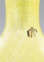 Kraklé Berekfürdői neonsárga krakléüveg váza. papír jelzés maradvány, hibátlan m: 25 cm